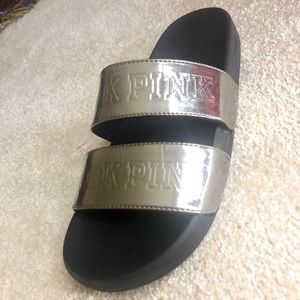 Gray Pink Slides Size 6.5